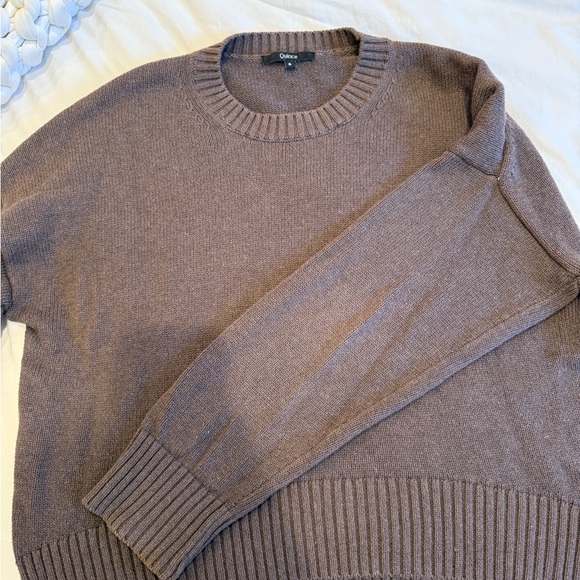 QUINCE 100% Organic Cotton Boyfriend Crew Sweater In Heather brown SMALL - Picture 4 of 4